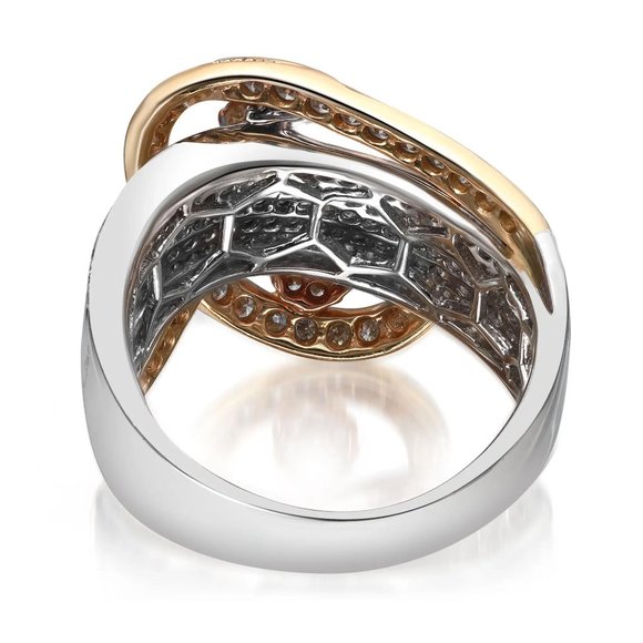 1.53Cttw Two Tone Prong Set Round Diamond Ladies Band Ring 14K Gold Size 7.5 - Picture 3 of 5